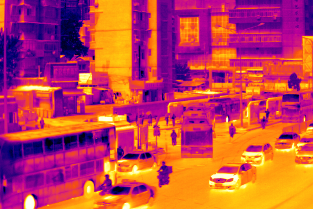 格物優信高速響應熱像儀拍攝的人行車輛街道
